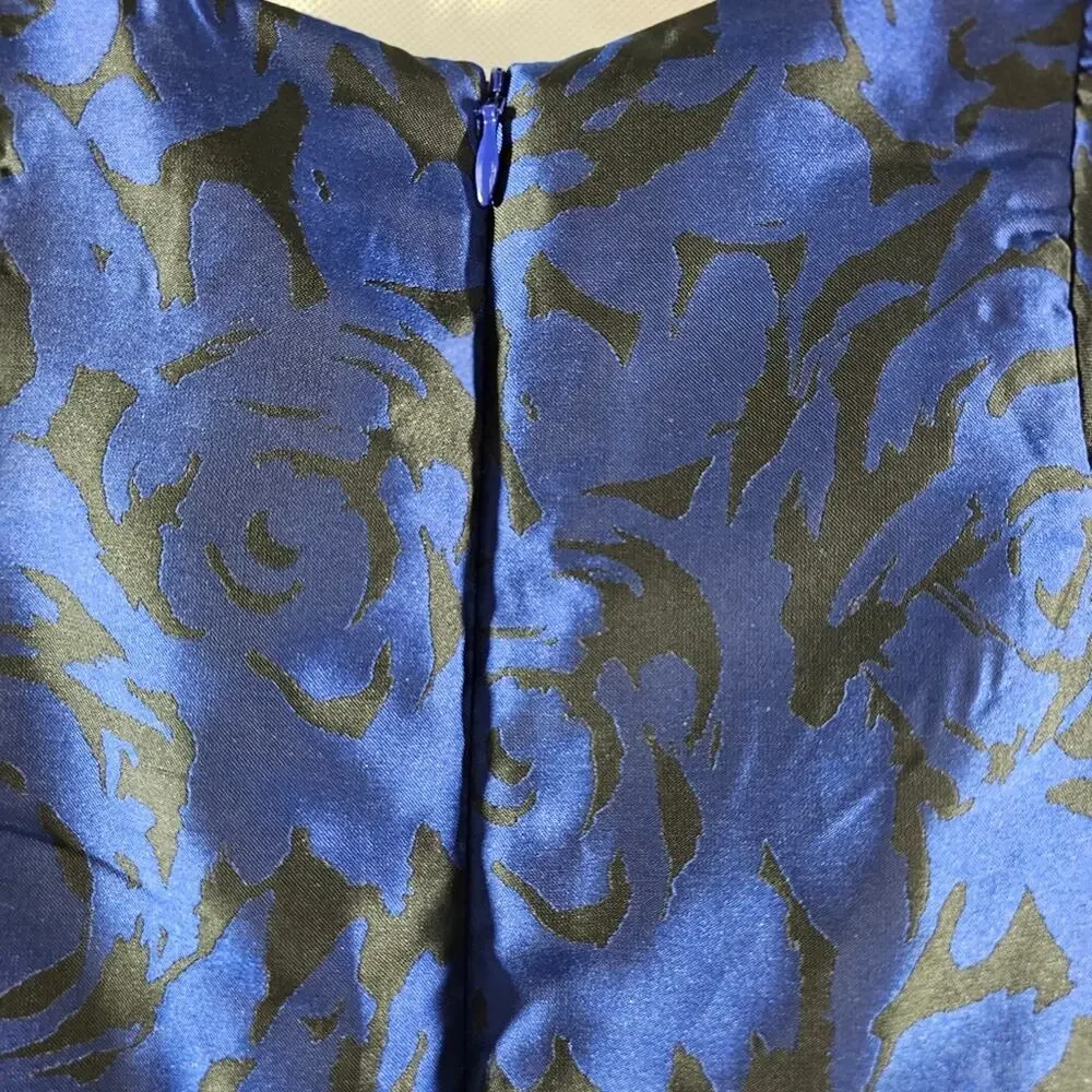 Gymboree Fancy Flowers Blue/ Black Lined Polyester Dress Little Girls 2T